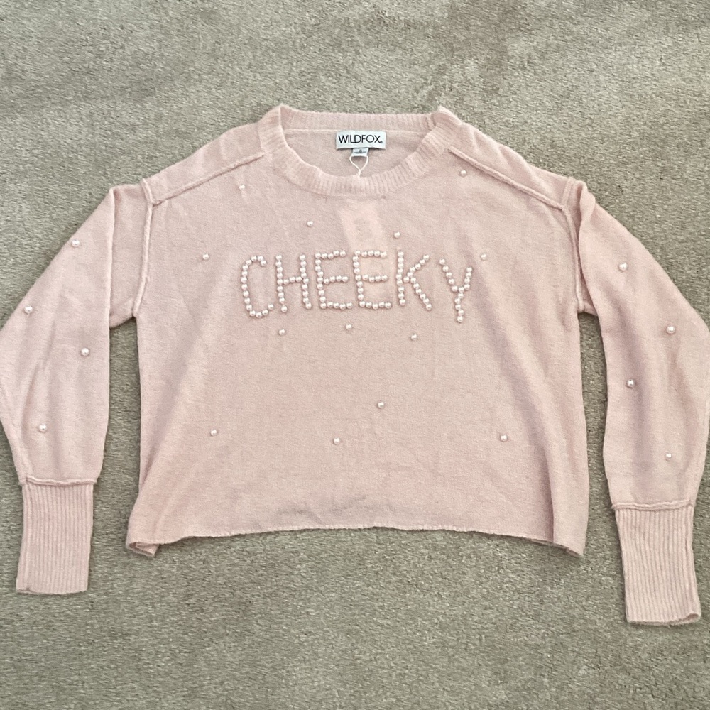 Wildfox Blush Pearl Embellished Sweater small - Picture 4 of 6